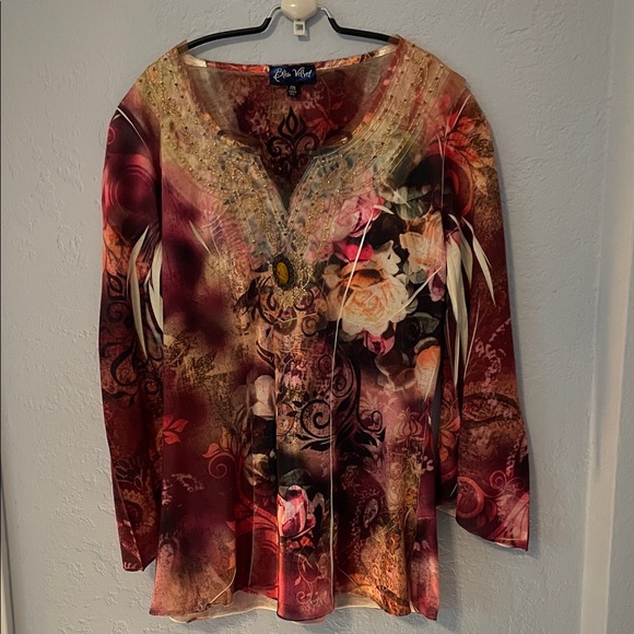 Bleu Velvet Tops - Bleu Velvet Women's Multicolor Floral Blouse
